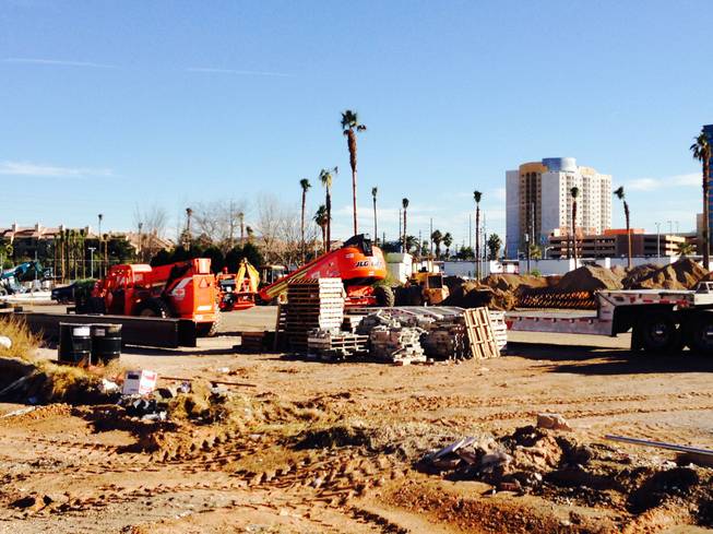 The construction lot for the High Roller observation wheel at the Linq as seen during a hard hat tour Jan. 22, 2014.